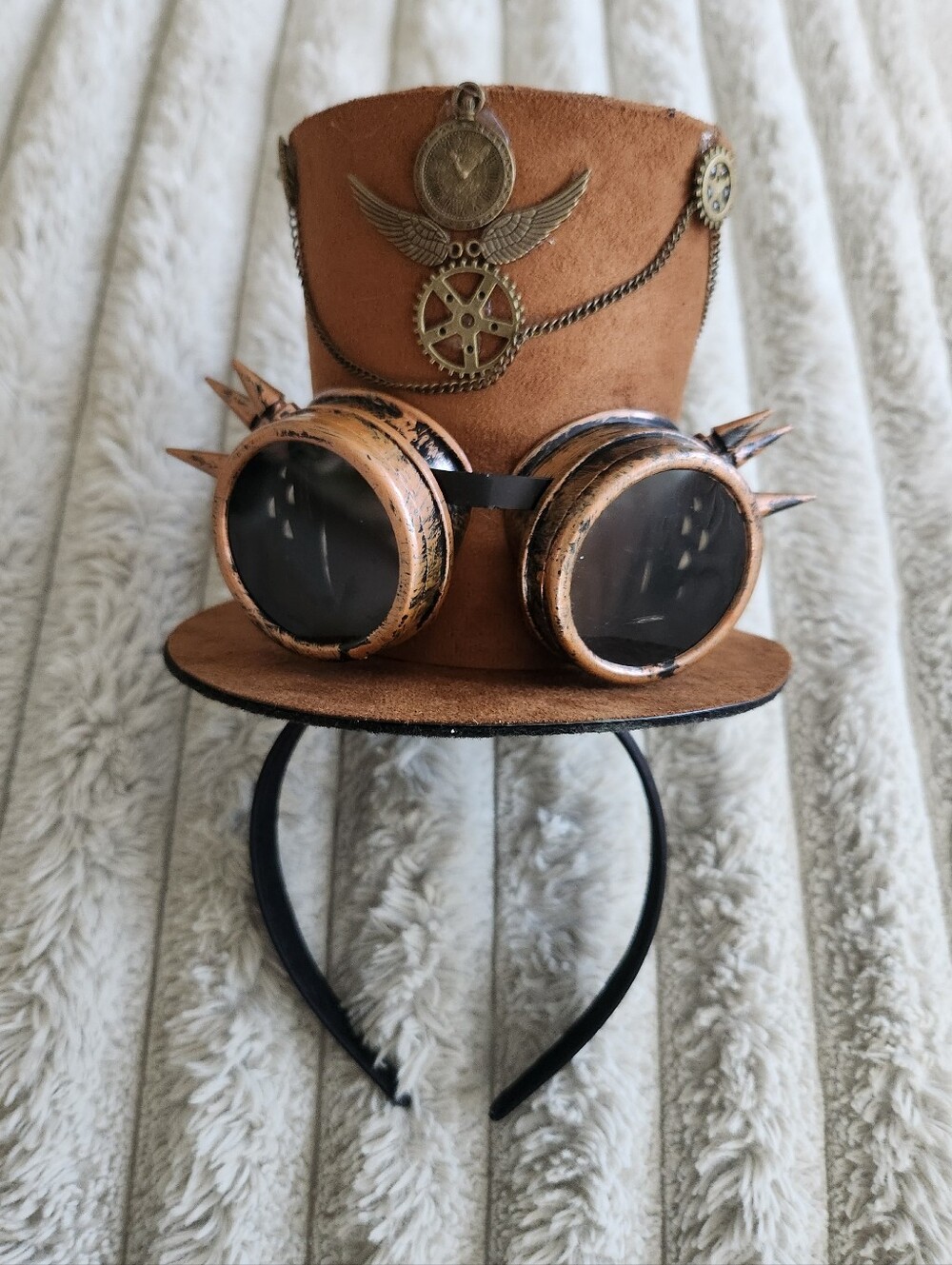 Steampunk Mini Top Hat Headband Goggles Gears Cosplay Halloween Costume Punk